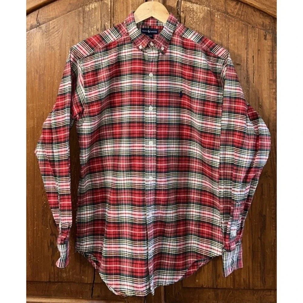 Boys Ralph Lauren Long Sleeve Tartan Plaid Shirt Heavier Weight Sz XL 20